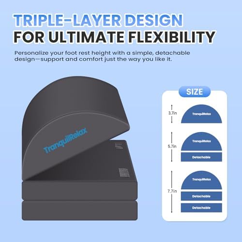 TranquilRelax Foot Rest Under Desk, 3-Height Adjustable Foot Stool - Image 2
