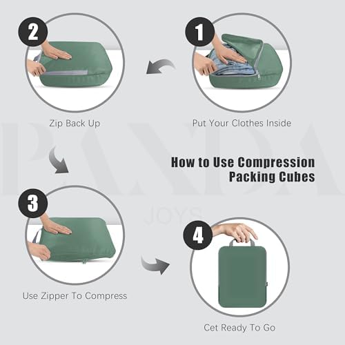PANDA JOYS 4 Set Compression Packing Cubes Travel - Image 2