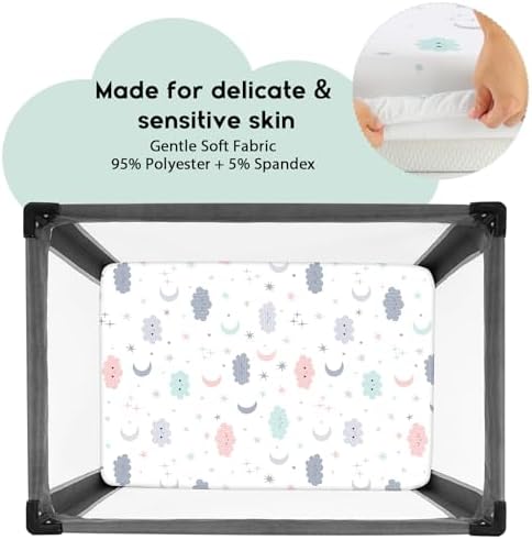 Yoofoss 2-Pack Pack and Play Sheets Fitted 38x26 - Image 2