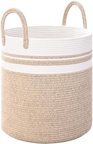 Laundry Hamper for Organizing, 52L Large Laundry Baskets, Cotton Rope Woven by Degeyoyo