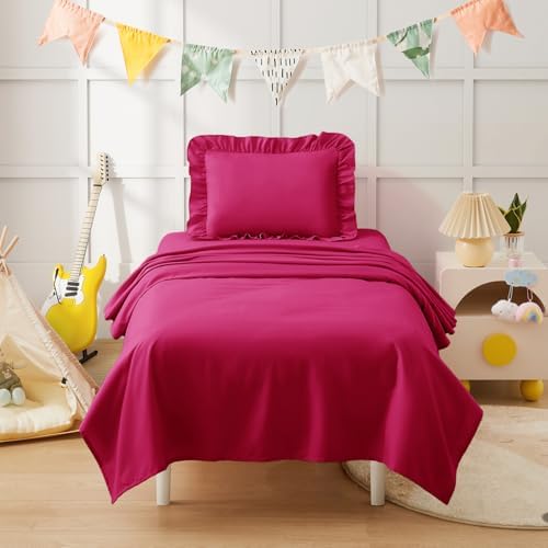 KKJIAF 3 Piece Hot Pink Toddler Sheet Set - Image 4