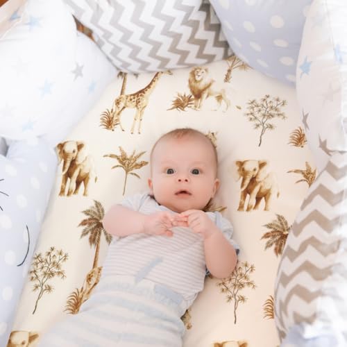 4 Pack Safari Jungle Animals Neutral Unisex Fitted Nursery Baby Sheets Set - Image 4