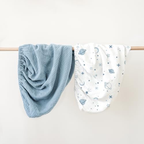 Konssy 100% Cotton Muslin Changing Pad Cover 2 Pack - Image 6