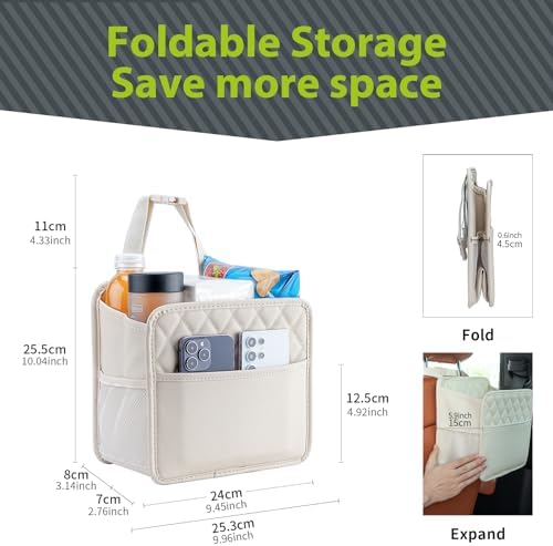 FrgKbTm 2Pack Car Seat Back Hanging Bag Car Document Holder Multi-Pocket Bottle - Image 7