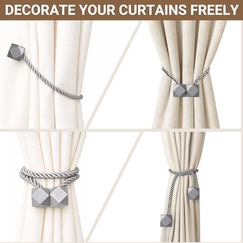 Hion Magnetic Curtain Tiebacks Grey 6pcs, Curtain Holdbacks Hooks Holders - Image 7