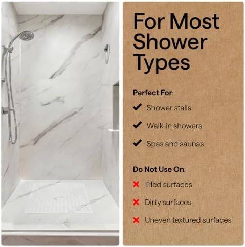 GORILLA GRIP Square Shower Stall Mat, Bathtub Floor Mat, 21x21 White - Image 6