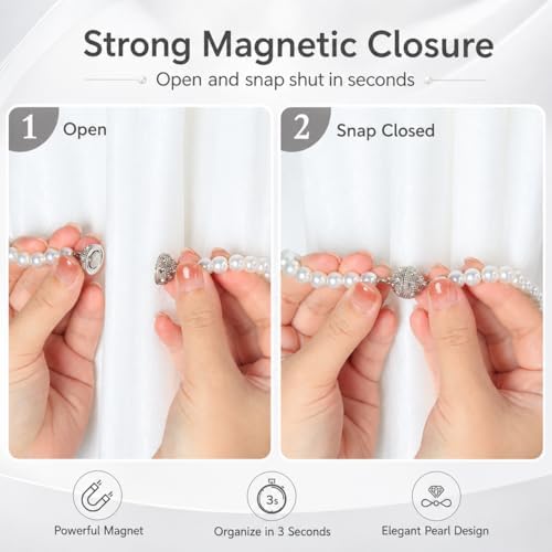 Pearl Bow Magnetic Curtain Tiebacks 2 Pack, No Drill Curtain Holdbacks - Image 6