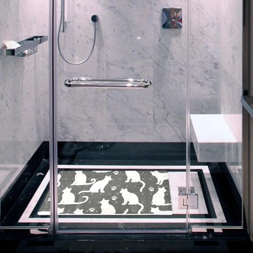 Bathtub Mat Non Slip 26.8x15.1 Inch, Cats Gray Shower Mat - Image 6
