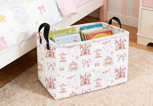Essme Rectangular Pink Baskets, Girls Storage Box, Cute Basket - Image 4