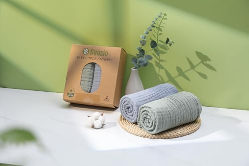 Muslin Hooded Baby Bath Towels, 2 Pack, 32x32 Inch - Image 7