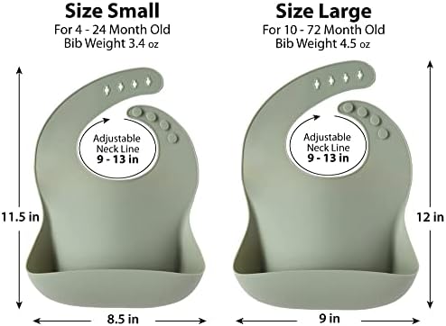 2-Pack Waterproof Silicone Baby Bib Lightweight Comfortable Easy-Wipe Clean - Image 2
