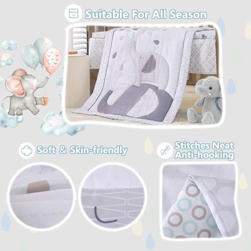 Mini Crib Bedding Set for Boys, Premium 3 Piece Elephant Baby Mini Crib Bedding - Image 6
