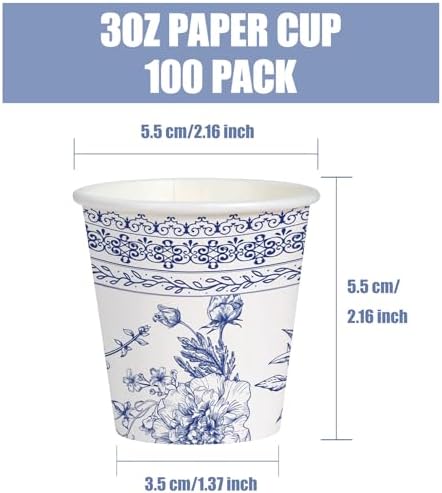 WRAPAHOLIC 3oz Toile Blue Floral Bathroom Cups - Image 2