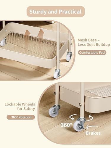 Fortella Baby Diaper Caddy, 3 Tier Rolling Cart - Image 4