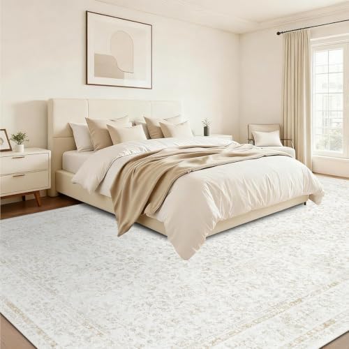 10x14 Area Rugs for Living Room: Washable Large Vintage Floral Rug Low Pile - Image 4