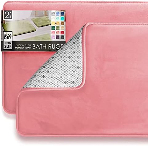 Clara Clark 2 Piece Bathroom Rugs Bath Mat Set, Velvet Memory Foam Bath Mats by ClaraClark