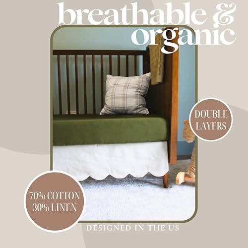 White Crib Skirt Add-On, Crib Bed Skirt, One-Sided 52x28 Inches - Image 5
