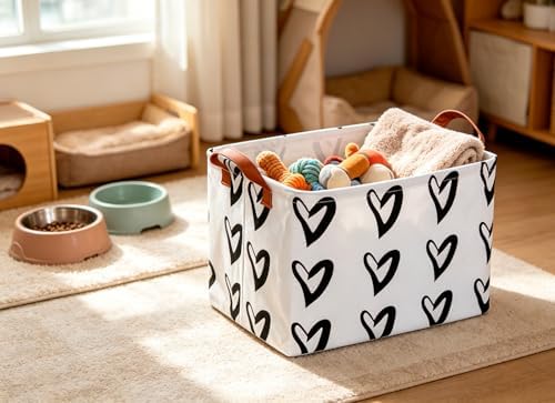 CLOCOR Heart Rectangular Storage Bin, Collapsible Waterproof Books Box - Image 4