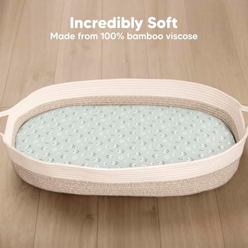 2-Pack Baby Bassinet Sheets Girl, 33x17 Bedside Sheets - Image 2