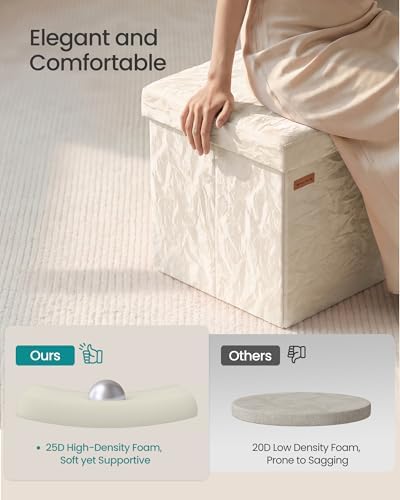SONGMICS Storage Ottoman, Foldable PU Leather Footrest - Image 4
