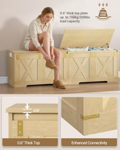 Hzuaneri 59" Boho Storage Chest and Bench | 70 Gal | 330lb Seat - Image 5