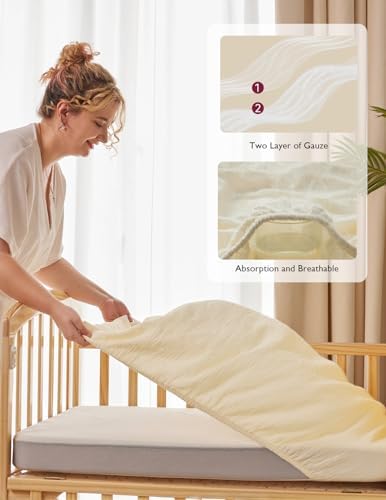 Momcozy Mini Crib Sheets 38"x26", Pack and Play Sheet - Image 5