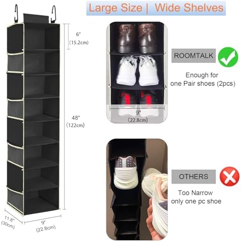 2 Pack Large-Sized Hanging Shoe Organizer 8-Shelf, Hanging Closet Organizer - Image 3