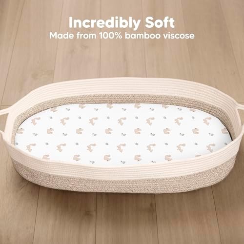 2-Pack Baby Bassinet Sheets Girl, 33x17 Bedside Sheets - Image 2