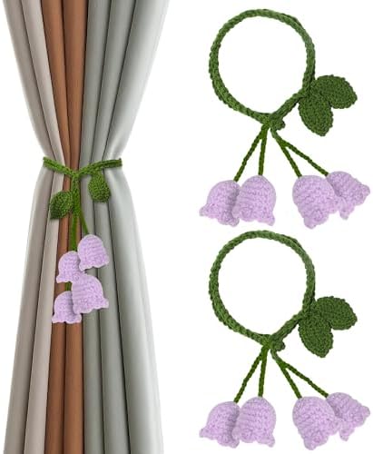 2 Pack Boho Handmade Flower Curtain Tiebacks Curtain Holdbacks by OCIOLI