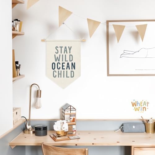 Wheatwin Ocean Nursery Decor, Stay Wild Ocean Child Wall Hanging Pennant Flag - Image 4