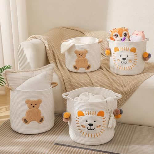 Large Blanket Baskets for Living Room, Teddy Bear Baskets Toy Storage Basket - Image 3