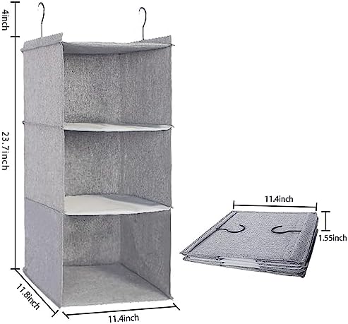 Hanging Closet Organizer 3-Shelf, Oxford Linen Wardrobe Storage - Image 3