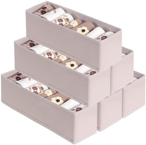 MURRI&MURRDI 6-Pack Foldable Fabric Sock Drawer Organizer, Small Dresser Drawer by MURRIMURRDI
