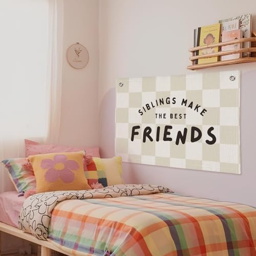 Playroom Nursery Decor, Siblings Make The Best Friends Banner, Linen Canvas - Image 6