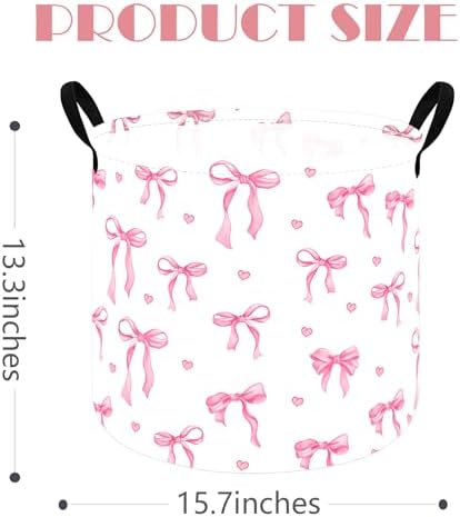 MAIZMZ 3 Pack Pink Bow Storage Basket - Image 2