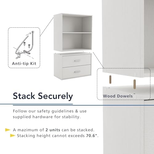 Homes: Inside + Out Apexa 3-Tier Cube Storage Organizer Shelves, Stackable Wood - Image 5