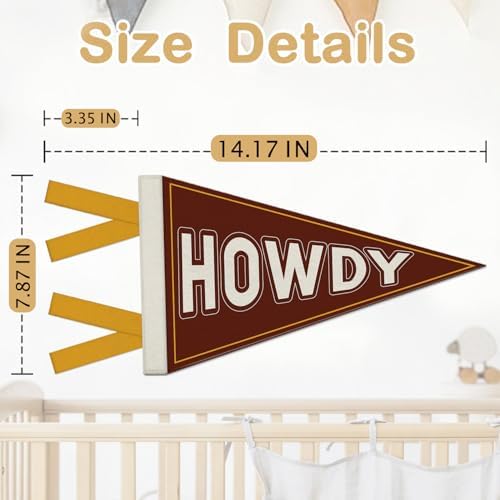Western Cowboy Nursery Decor, Western Howdy Felt Banners Flags - Image 7