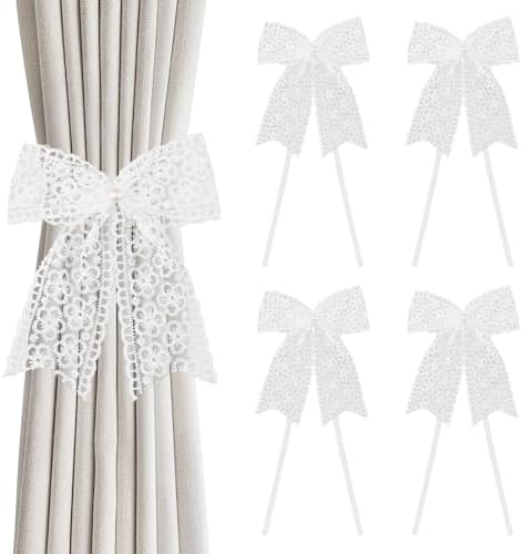 4Pcs Small Flower Bow Curtain Tiebacks, Elegant Bow Butterfly Curtain Tiebacks by UFURMATE
