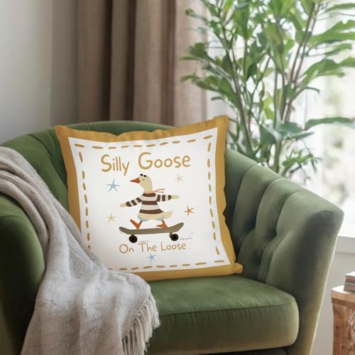 Funny Silly Goose Throw Pillow Covers Playroom Nursery Decor - Image 6