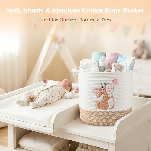 Large Blanket Baskets for Living Room, Bunny Baskets Toy Storage Basket Woven - Image 4