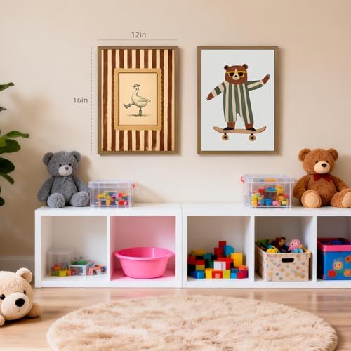 Grajoy Wood Framed Funny Modern Cool Skateboard Bear Wall Art 12x16 Inch - Image 2