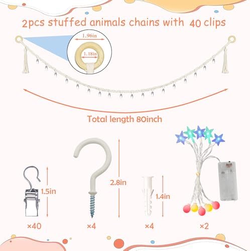 2PCS Stuffed Animals Storage Chain Organizers 80" Cotton Hanging Storage Chain - Image 2