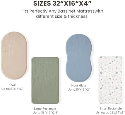 Konssy Muslin Bassinet Sheets for Baby Boys and Girls, 2 Pack - Image 6