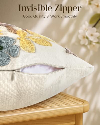 Embroidered Throw Pillow Cover, 20x12 Inch, Butterfly Moon - Image 3