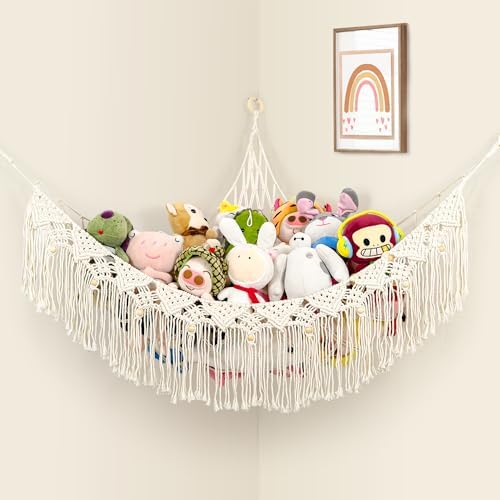 Large Stuffed Animal Net or Hammock, Stuffed Animal Storage Macrame Toy Hammock by FLOCNOKY