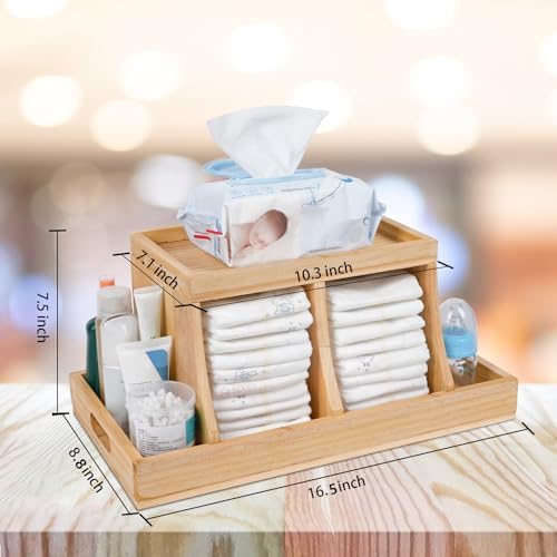 Diaper Caddy Organizer, Changing Table Organizer, Wooden Diaper Organizer - Image 5
