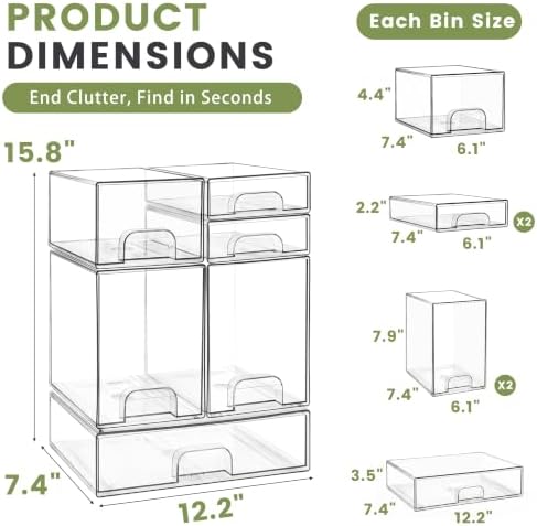 Baby Bottle Organizer, 6-Piece Clear Acrylic Stackable Storage Drawers - Image 2
