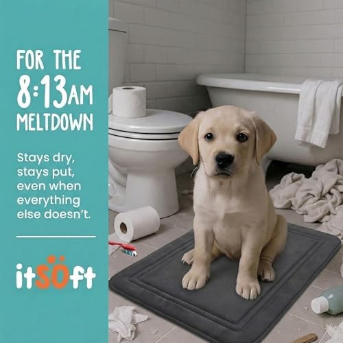 ITSOFT Memory Foam Bath Mat 31x20, Non Slip, Machine Washable, Quick Dry & - Image 2