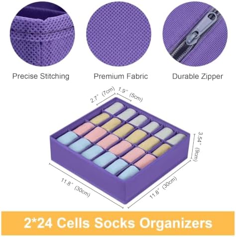 joyoldelf Sock Drawer Organizer Divider 4 Packs Underwear Organizer, 24 Cell - Image 2