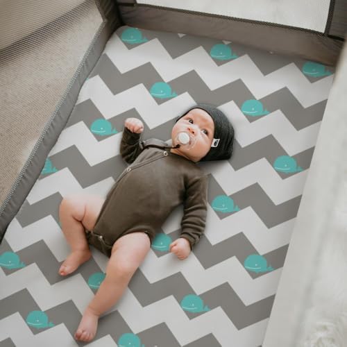Stretchy Pack and Play Fitted Sheets: 2 Pack Mini Crib Sheets 38x26 - Image 5
